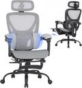 MALOL Ergonomic Mesh Office Chair with Footrest, Executive High Back Computer Desk Chair with 3D Adjustable Headrest & 5-Level Lumbar Support, Reclining Tilt Lock, 3D Arms, 300LBS Capacity, White by MALOL