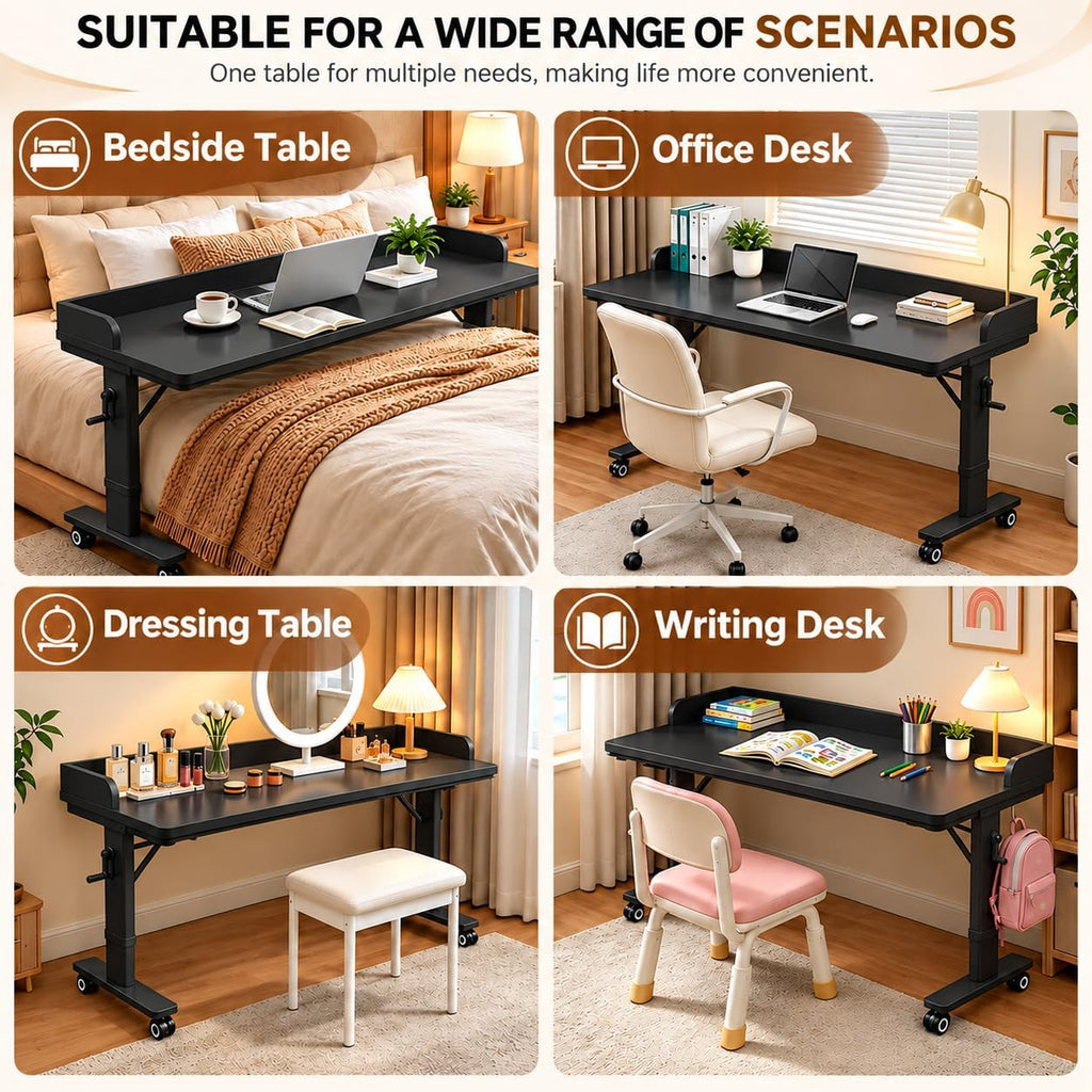 70.9" Overbed Table with Wheels, Hand Crank Height Adjustment - Image 6