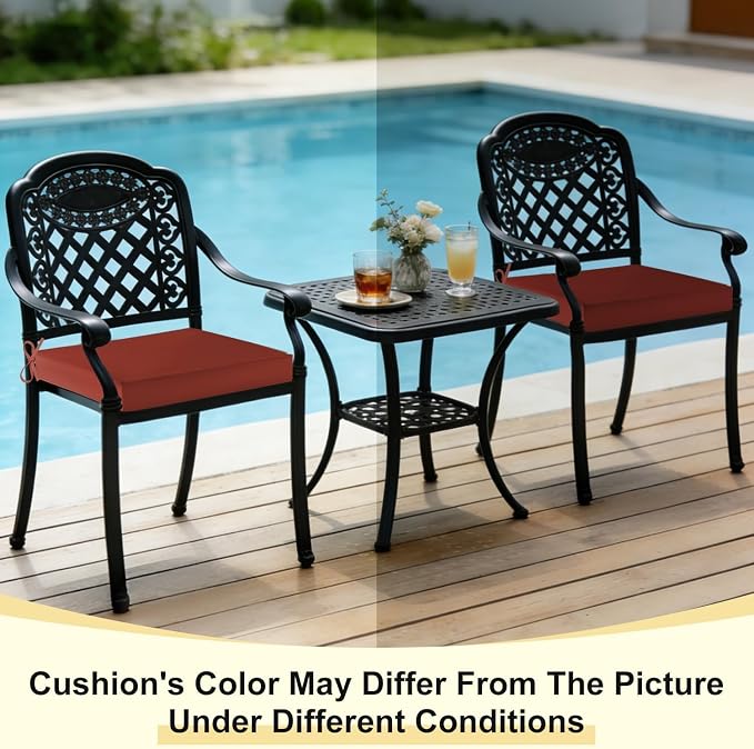 downluxe Waterproof Outdoor Chair Cushions Set of 4, 19" x 19" x 3" Patio Chair Cushion with Non-Slip Ties & Handle, Square Outdoor Cushion for Patio Furniture with Removable Cover, Orange - Image 8