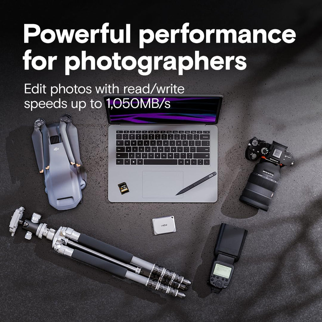 Crucial X9 Pro 1TB Portable SSD, Up to 1050MB/s Read & Write, 3.2 USB-C, External Solid State Drive, Durable Storage for PC & Mac, for Content Creators & Videogaphers, Silver - ‎CT1000X9PROSSD902 - Image 2
