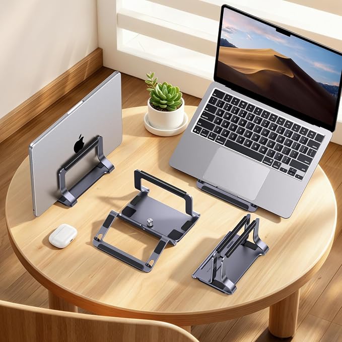 UGREEN 2-in-1 Laptop Stand for Desk, Horizental & Virtical Laptop Holder | Durable Aluminum Stand for Stability with Silicone Protection, Fits 13-16.2 inch Laptops and Tablets, Grey - Image 9