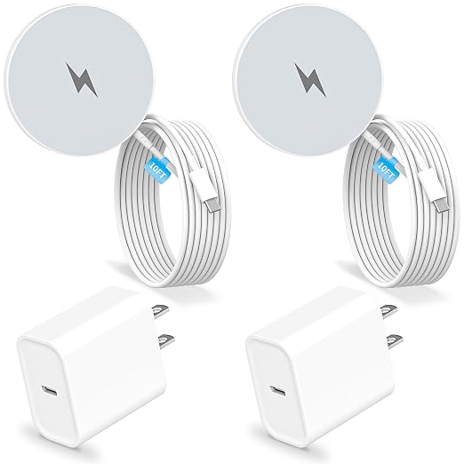 10FT Magnetic Wireless Charger,2Pack Fast Apple Mag-Safe Charger Magnet Pad | Magnetic Charger Pad Mag Safe Charging for iPhone 17Pro Max/16 Pro Max/16Pro/16/iPhone 15Pro Max/15 Plus/14/13/12/AirPods Pro by Articona