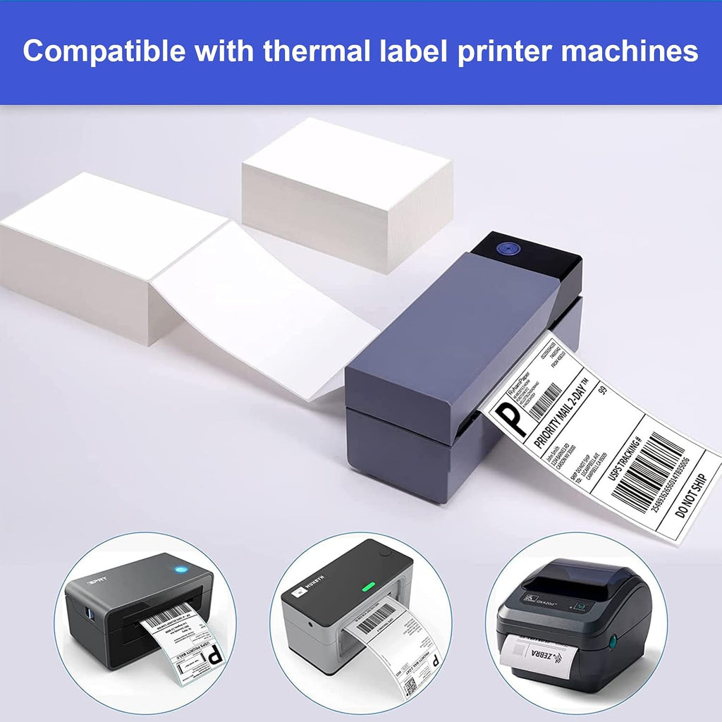 RyhamPaper 4" x 6" Fanfold Direct Thermal Labels - White Shipping Mailing Postage Labels, Perforated, Permanent Adhesive (8 Stacks - 8000 Labels) - Image 7