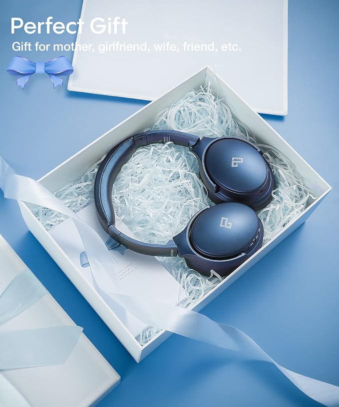 INFURTURE Active Noise Cancelling Over Ear Bluetooth Headphone Deep Bass H1 | Comfortable, Hi-Fi Stereo, 90H Playtime, Low Latency, Foldable Lightweight for Travel, Office, Sport Running - Blue - Image 7
