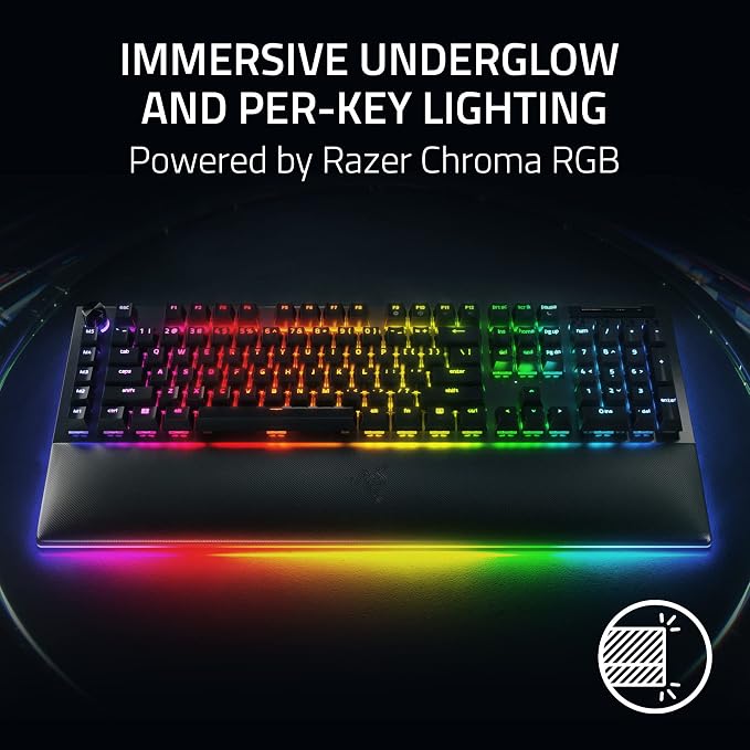 Razer BlackWidow V4 Pro Wired Mechanical Gaming Keyboard, Yellow Switches | Linear & Silent Switches, Doubleshot ABS Keycaps, Command Dial, 8 Dedicated Macro Keys, Chroma RGB, Snap Tap, Wrist Rest - Image 3