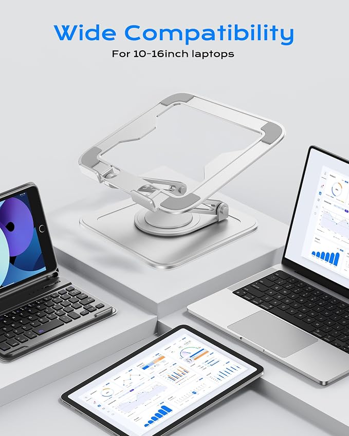 LOXP Adjustable Laptop Stand, Computer Stand with 360 Rotating Base | Ergonomic Laptop Riser Mount for Desk Foldable Protable Computer Desk Fits with MacBook Pro Air - Image 6