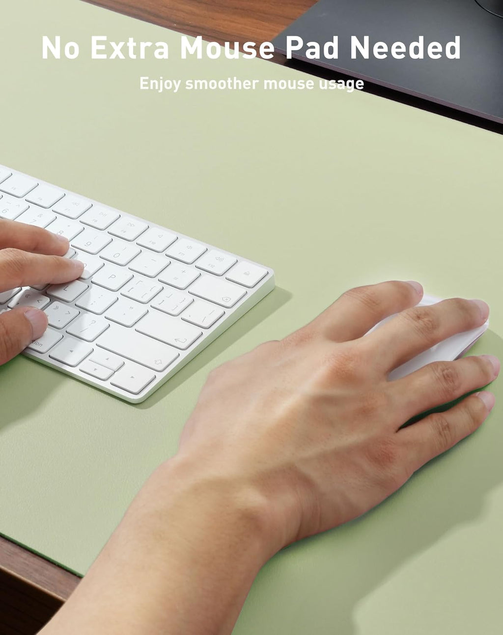 Aothia Faux Leather Desk Mat - Large Mouse Pad, Non-Slip PU Leather Blotter, Waterproof Writing Surface for Office and Home (Grass Green, 40" x 24") - Image 4