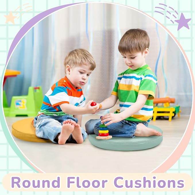 Juexica 8 Pcs Floor Cushions Kids,Hippie Boho Color,13.8 X 13.8 X 2 Inch | Extra Thick 2" Flexible Seating Classroom, Assorted Colored Floor Pillow, Soft Round Cushions for Kids Students Office School - Image 5