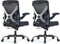 Office Chair: Mesh Ergonomic Desk Chair with 3D Lumbar & Swivel | 330LBS Computer Chair-Executive Task Chairs with Flip-up Arms Home Office Chairs Gaming Chair for Long Hours(Black-Pack of 2) by Ergalithic