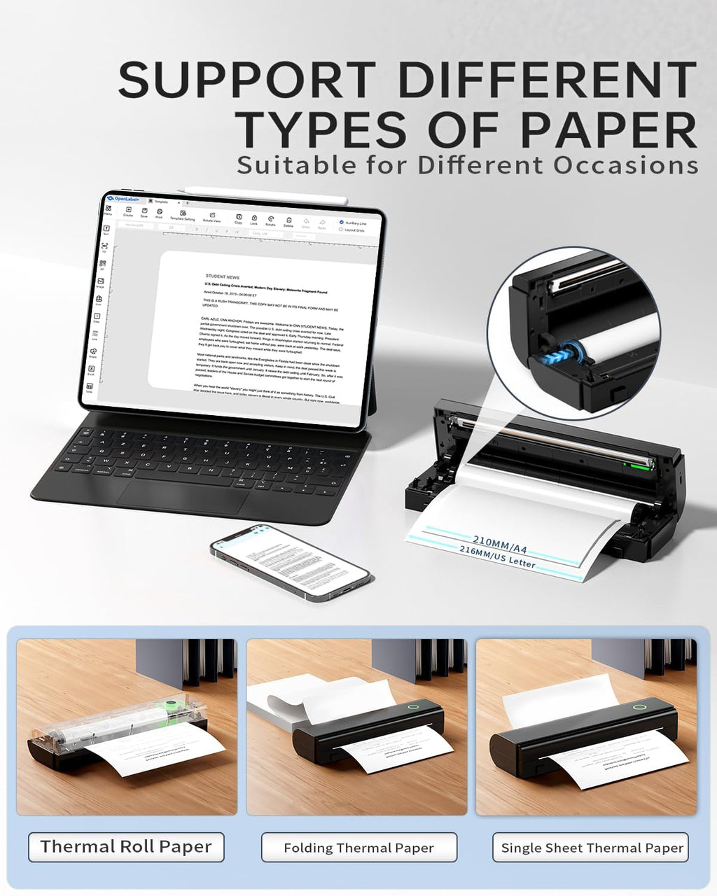 Portable Printers Wireless for Travel, N80 Bluetooth Thermal Printer - Image 5