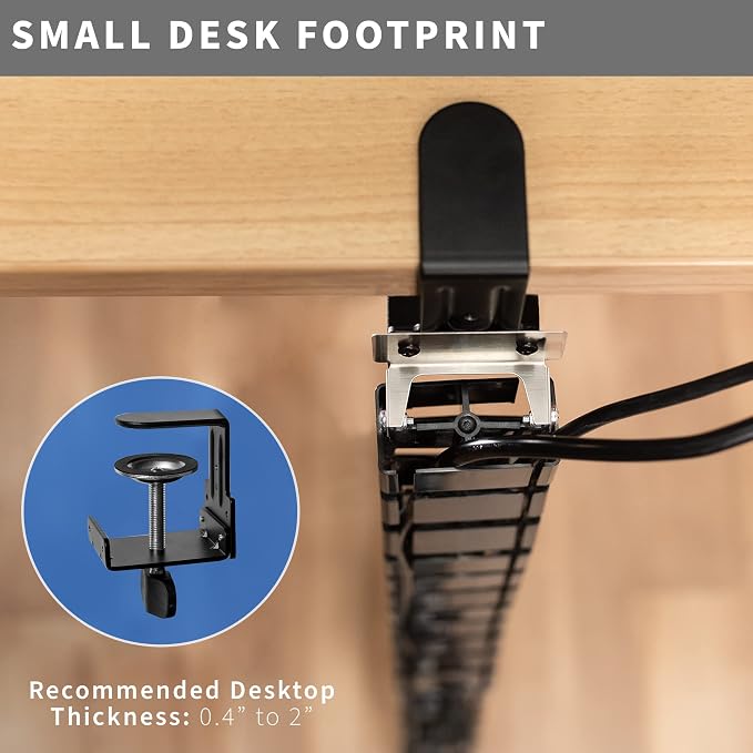 VIVO No Drill Clamp-on Desk Vertebrae Cable Management Kit, Adjustable Quad Entry Flexible Cord Organizer for Home Office, Black, DESK-AC01P-B - Image 4