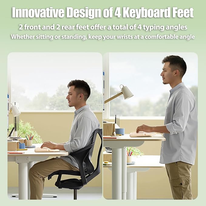 Split Ergonomic Keyboard Wireless with Cushioned Wrist & Palm Rest | Wireless 2.4G/Bluetooth/Wired USB-C, Comfortable Natural Typing, Compatible with Windows/Mac/PC/Laptop, Matcha Green - Image 6