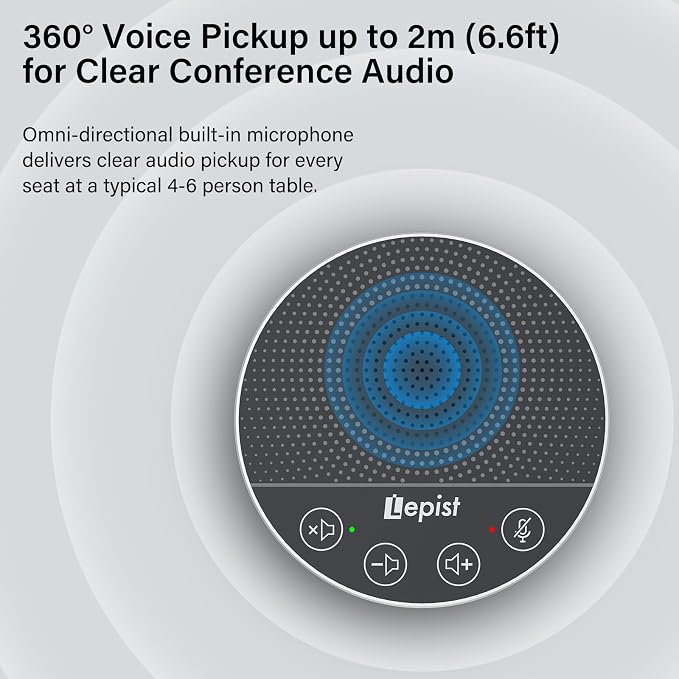 Plug & Play USB Speakerphone,Conference Microphone for Home Office | noise cancelling. Ideal for Zoom/Teams/Skype,online classes, conference calls. USB-A desktop speaker with volume control. - Image 4