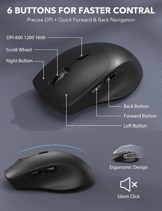 Wireless Keyboard and Mouse Combo - Full-Sized, Ergonomic Wrist Rest | Phone Holder, Sleep Mode, 2.4G Quiet Keyboard for PC Laptop, Trueque KM23 Complete Work Setup for Office or Home - Image 6