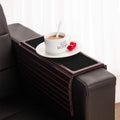 Bamboo Couch Arm Tray Table, Foldable Sofa Arm Tray Reddish Brown by GEHE