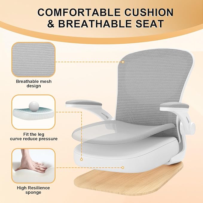 Office Chair|Ergonomic Desk Chairs 330LBS Capacity | Flip-up Armrests,Mesh Computer Chair,High Back,Comfy Work,Adjustable Lumbar Support - Image 5