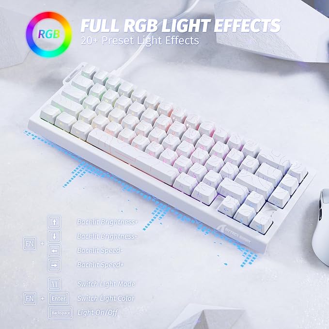 ATTACK SHARK X68HE 60% Wired RT 8K Keyboard+Wireless R1 Mouse-White Contour | Adjustable Actuation,Hall Effect Mechanical Magnetic Switch,Coiled Cable,USB C/2.4Ghz/BT Ultralight 18K DPI Mice for PC Gamer - Image 6