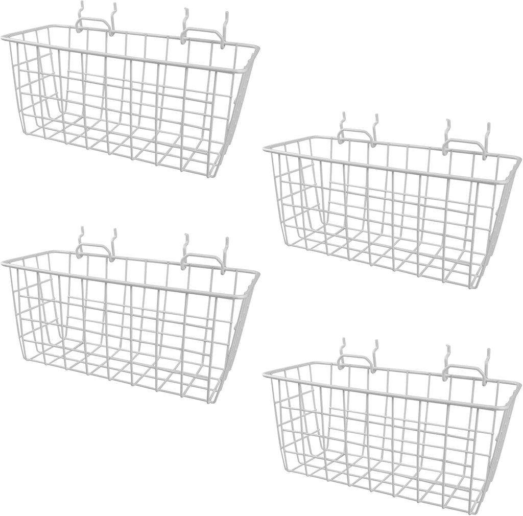 Pegboard Baskets 4 Pack Peg Board Metal Shelves Organizers (Medium, White) - Image 9