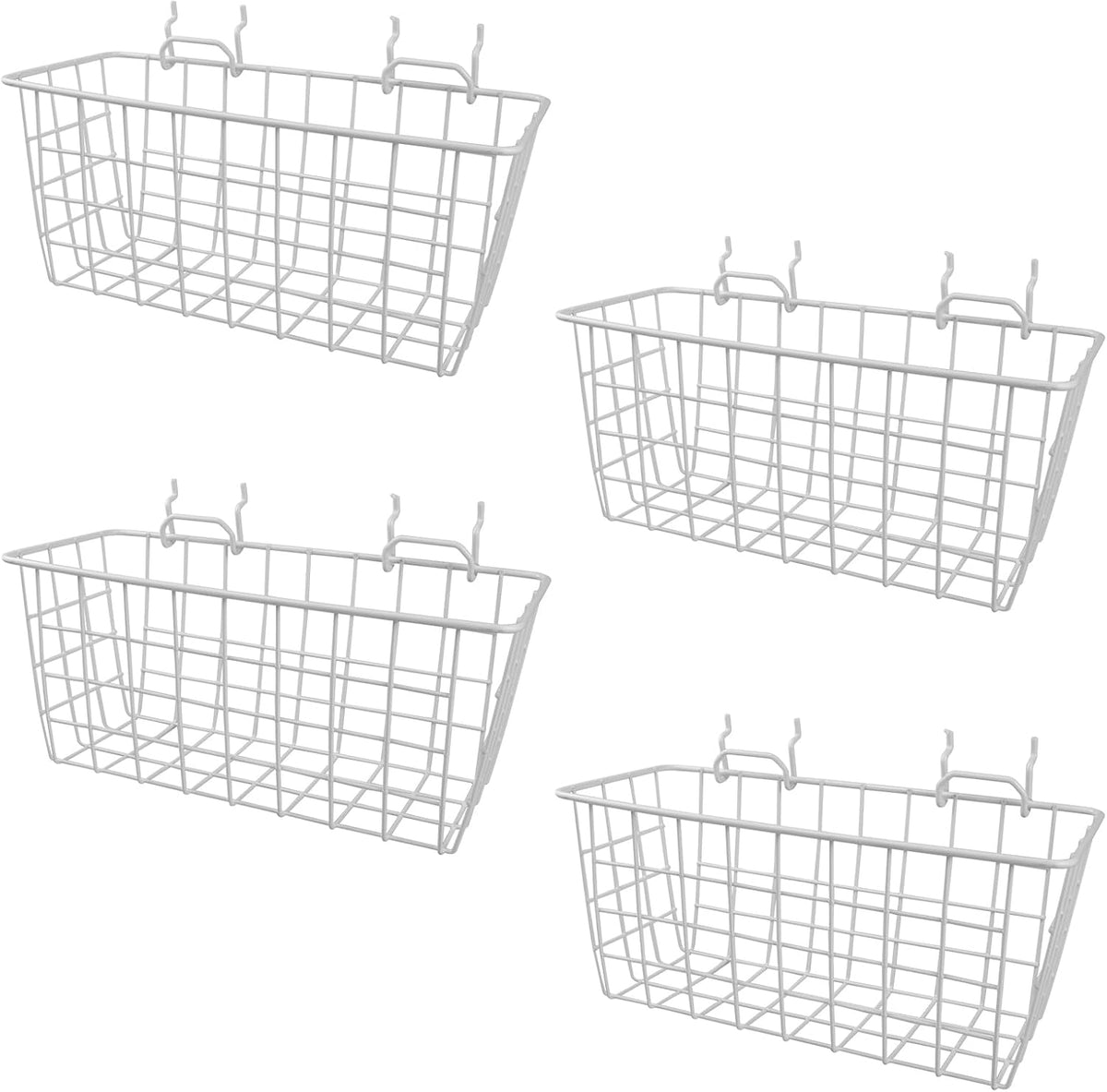 Pegboard Baskets 4 Pack Peg Board Metal Shelves Organizers (Medium, White) - Image 9