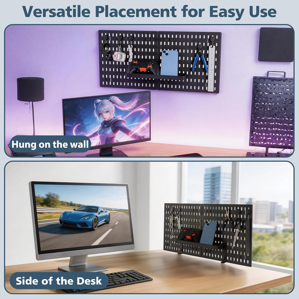 Gaming Desk Organizer Clamp-on Pegboard No Drill Storage - Image 2