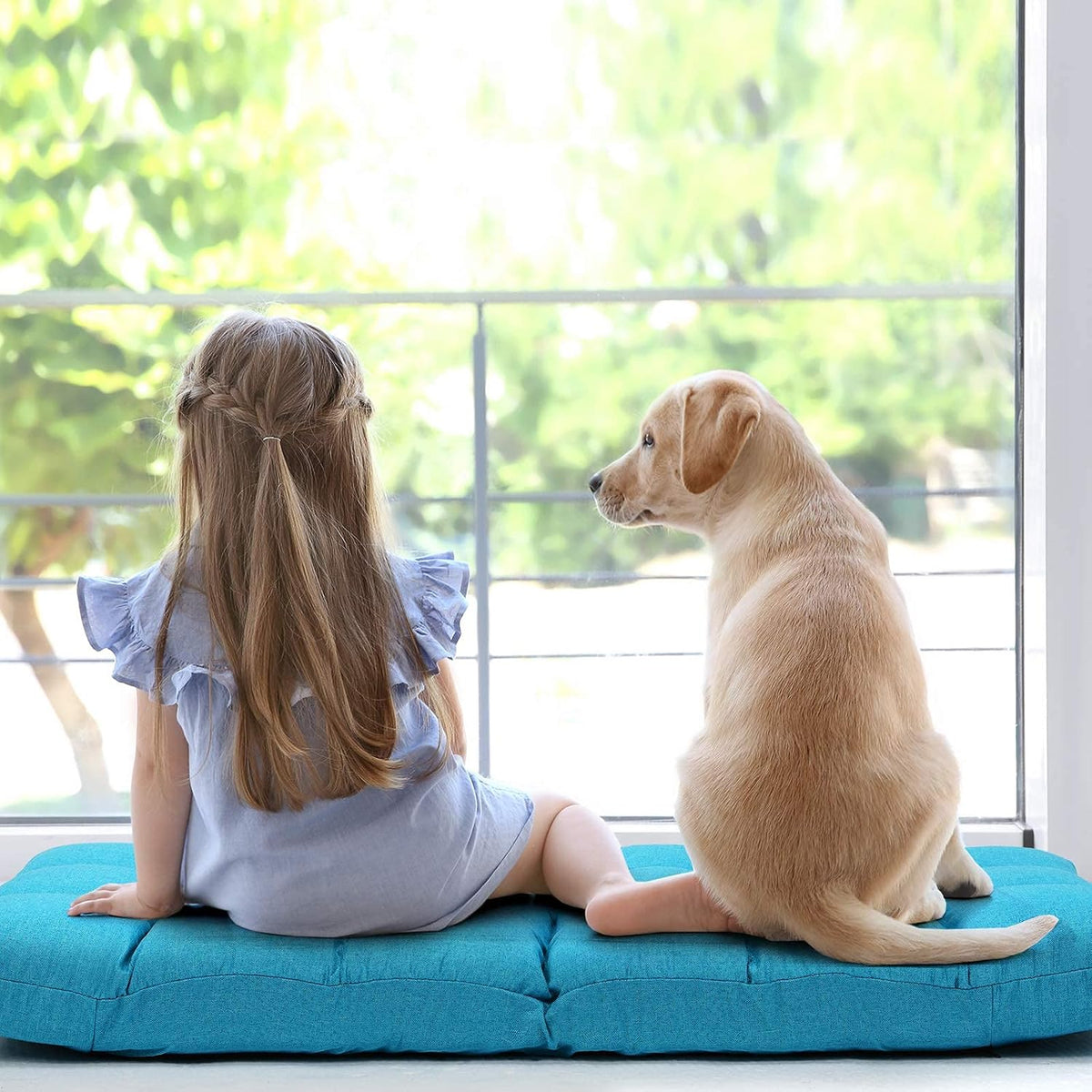 Giantex Adjustable Floor Gaming Sofa Chair 14-Position Cushioned Folding Lazy Recliner High Resilience Sponge, Breathable Cotton & Linen Fabric Sleeper Bed Couch Recliner - Image 6