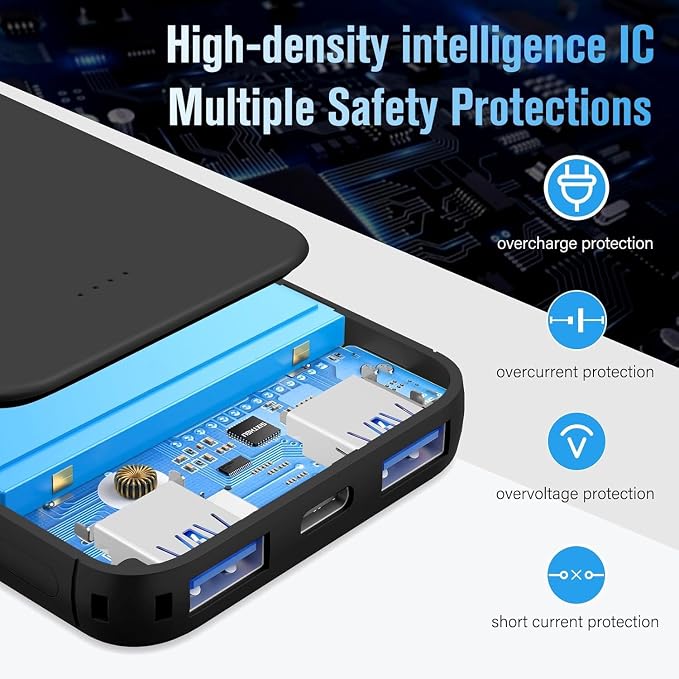 S22 Portable Charger, Mini Colorful Power Bank, PowerNano, 5000mAh External Battery Pack Compatible with iPhone 15/14/13/12/11/X All Series and Android Phone,Blue - Image 6