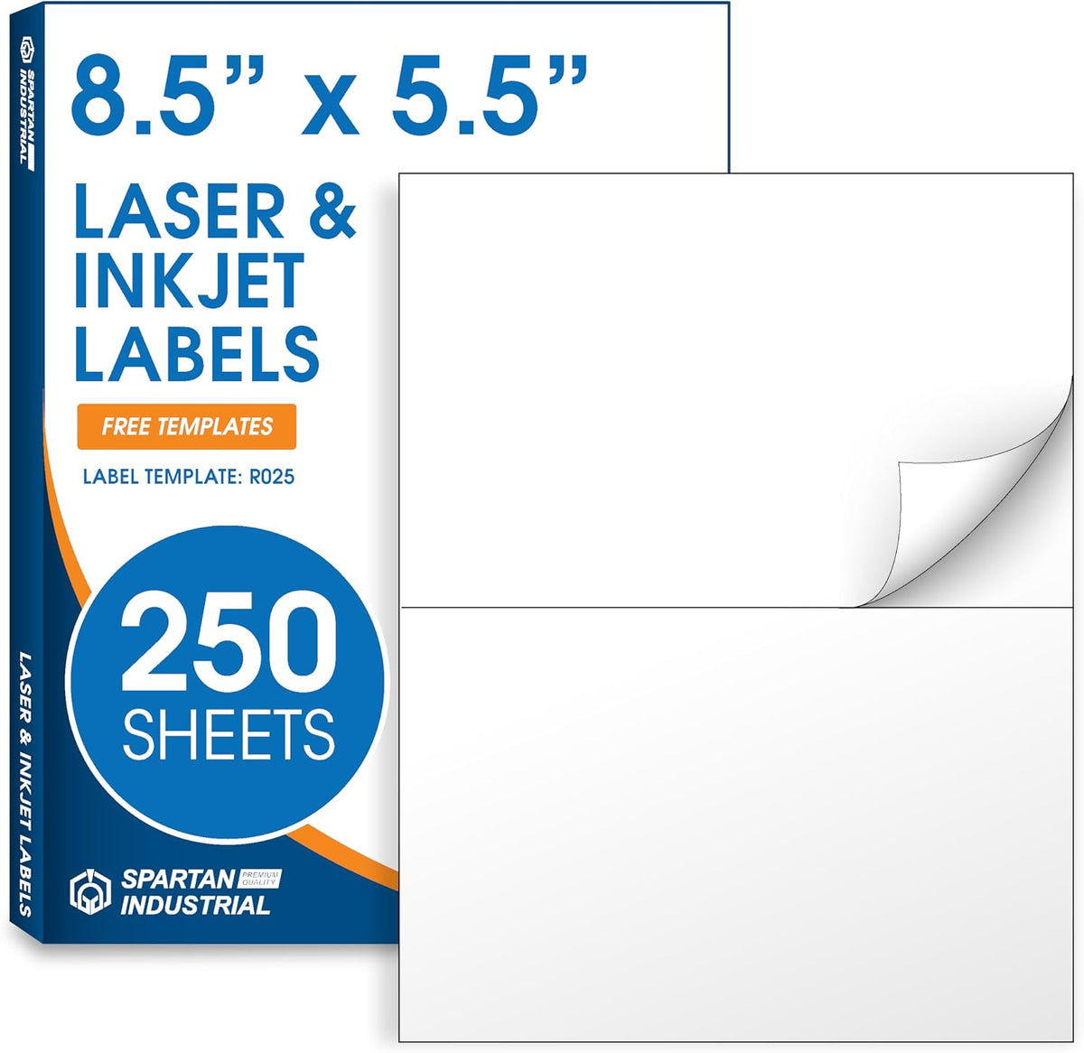 8.5" X 5.5" Matte White Printable Half Sheet Shipping Labels by Spartan Industrial