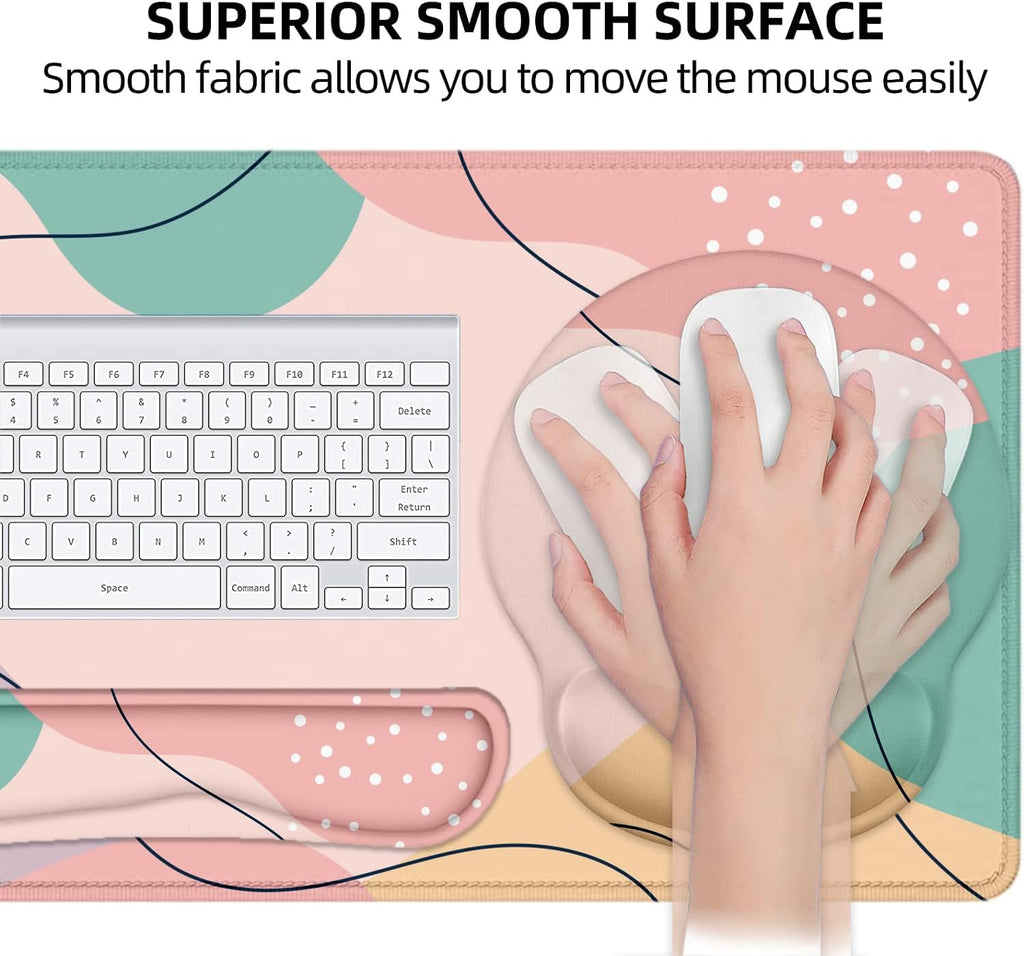 Large Desk Mat, Mouse Pad with Wrist Support, Keyboard Wrist Rest Set - Image 4