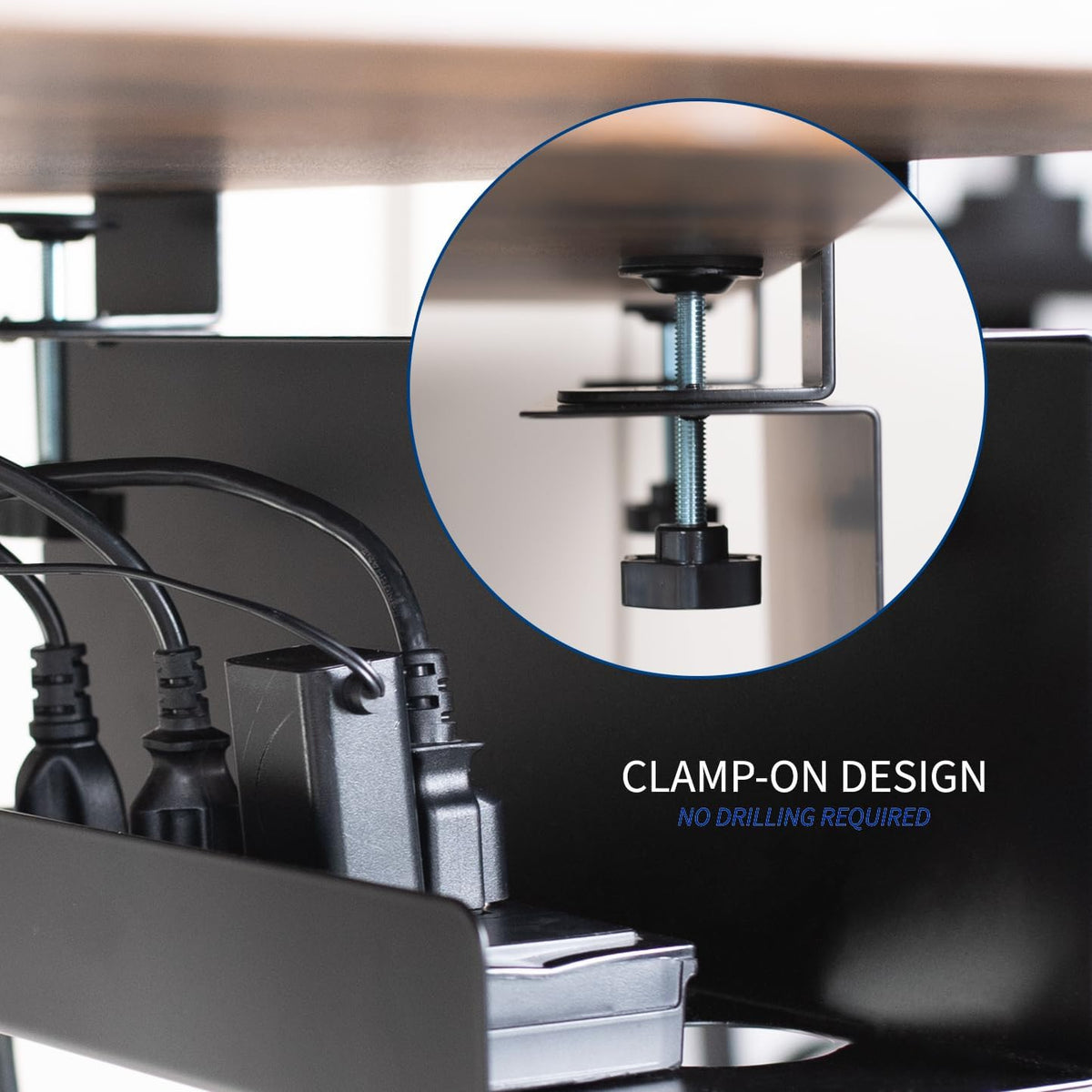 VIVO Clamp-on Cable Management Tray, 2 Pack, 17", Holds 11 lbs Each - Image 6