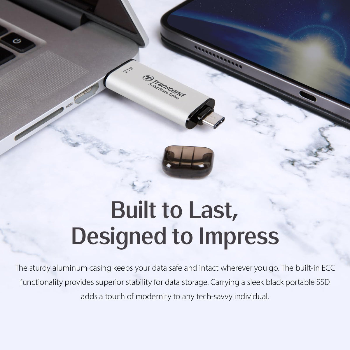 Transcend 2TB ESD310 Dual Portable SSD 1050MB/s USB-A+C, Thumb Drive - Image 4