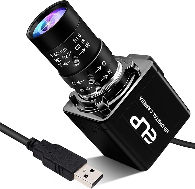 Magnolia 8MP USB Webcam, Industrial Camera for Linux/Windows/Raspberry Pi | 10X Varifocal Optical Zoom Lens (CS 5-50mm) by Magnolia