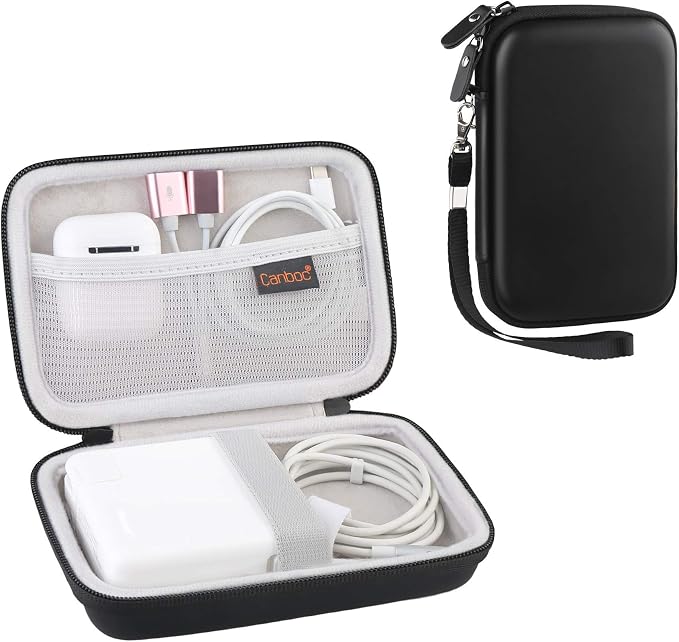 Canboc Carrying Case for MacBook Air Pro Charger MagSafe/MagSafe 2 Power Adapter, iPhone 16/16 Pro MagSafe Charger, USB C Hub, Type C Hub, USB Multiport Adapter, Hard Shockproof Bag, Black by Canboc