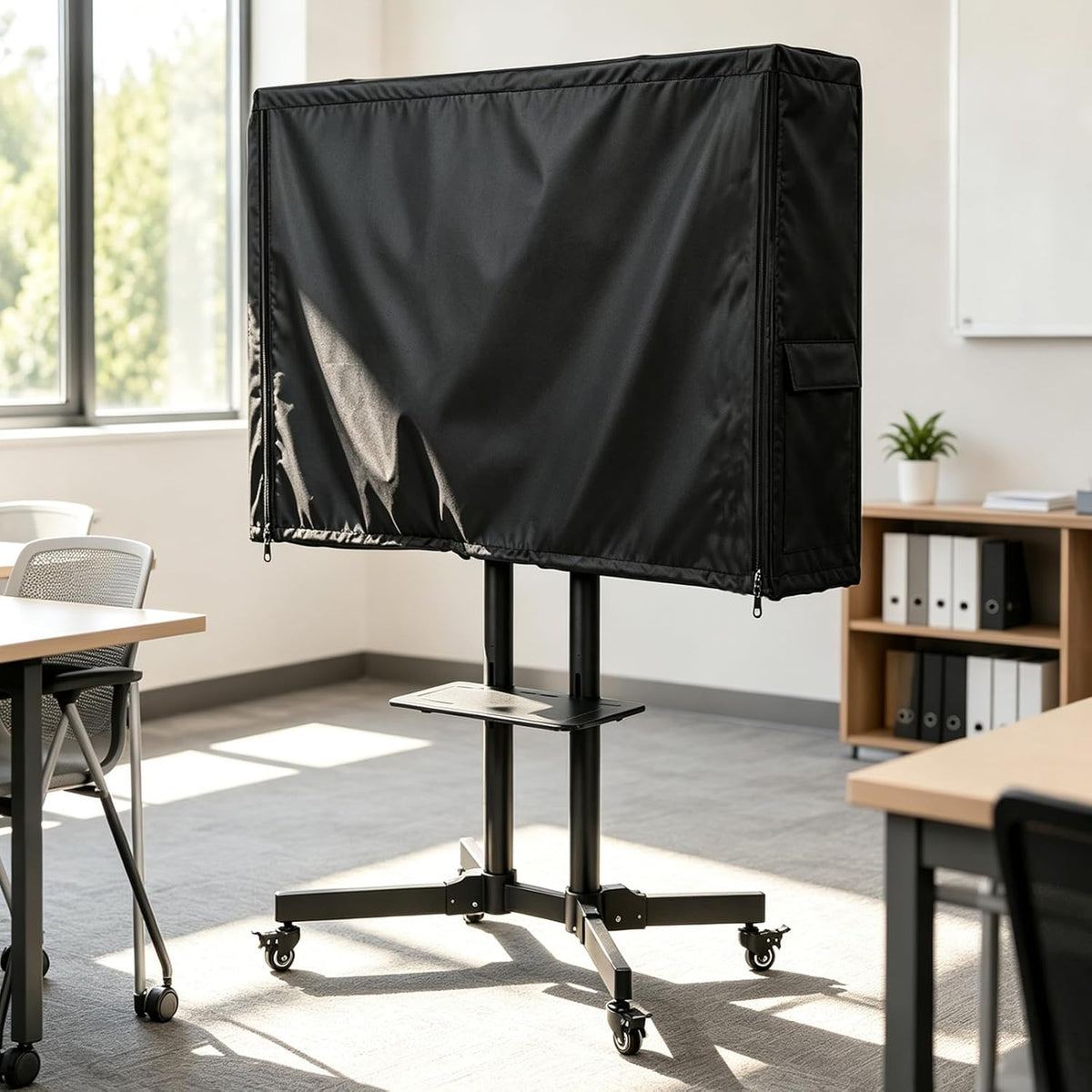 Outdoor Waterproof Rolling TV Cart Cover, Black Dustproof Mobile Television Stand Cover Fit 50-55 Inch TV - Image 6