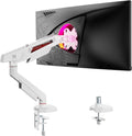 ARES WING Single Monitor Arm for 17-40 Inch Flat Curved Screens, White | Fully Adjustable Monitor Mount for Ultrawide Screens up to 26.5lbs, C-Clamp & Grommet Base, 75/100 Vesa Mount by ARESWING