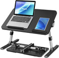 SONGMICS Bed Laptop Desk, Adjustable Laptop Desk for Bed with 8 Heights, Portable Foldable Bed Table, for Bedroom and Living Room, 20.5 x 11.8 x 9.1 Inches, Ink Black ULLD117B101 by Unknown