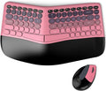 MOFII Wireless Ergonomic Keyboard and Mouse Combo, Split Curved Keyboard with Wrist Rest, Vertical Mouse, 2.4G, for PC Laptop Desktop Mac- Pink Gradient Colorful by MOFII