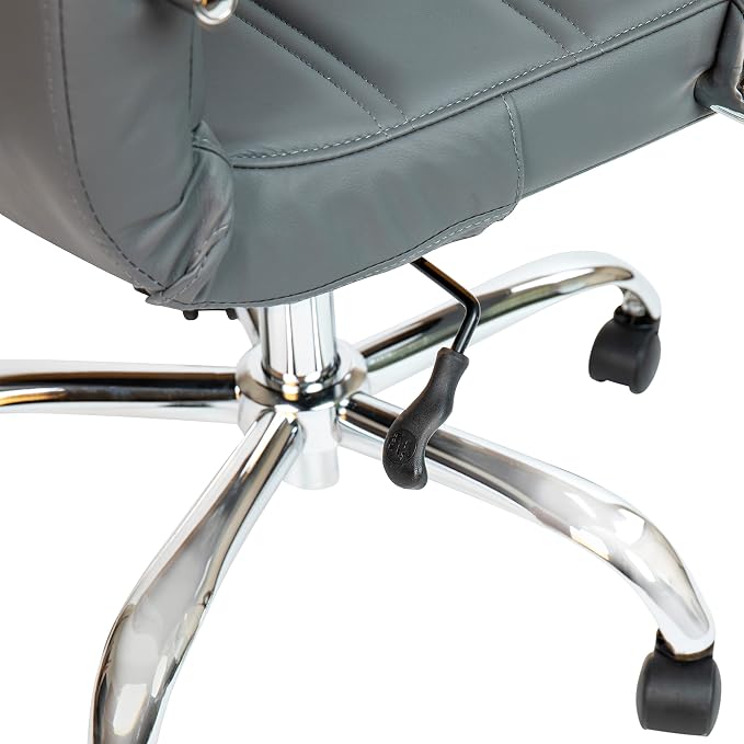 Flash Furniture Mid-Back LeatherSoft Executive Office Chair, Gray/Chrome | 360° Swivel, Height Adjustable, Commercial Grade - Image 10
