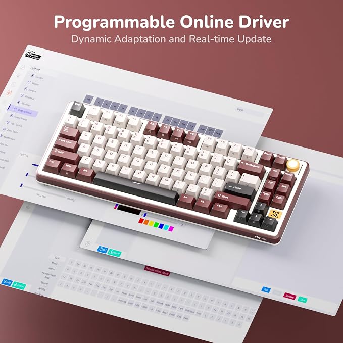 RK ROYAL KLUDGE X87 Gasket Mechanical Keyboard, 75% Wireless Gaming Keyboard with Touchable X-Plate & Volume Knob, Bluetooth/2.4GHz/Wired, Hot Swappable RGB Backlit (Red, Linear Cream Switch) - Image 8