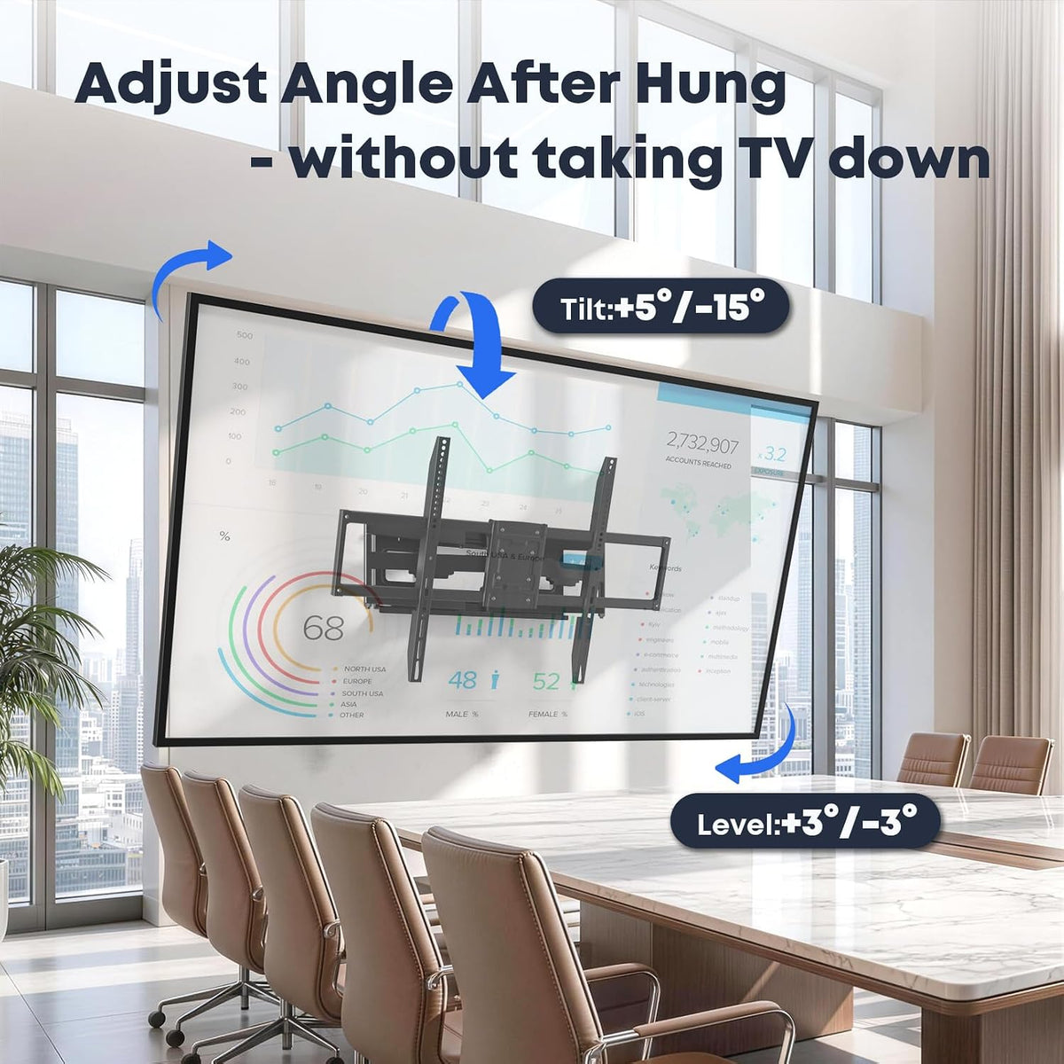 60-120" Heavy Duty Full Motion TV Wall Mount, Holds 264 lbs - Image 4