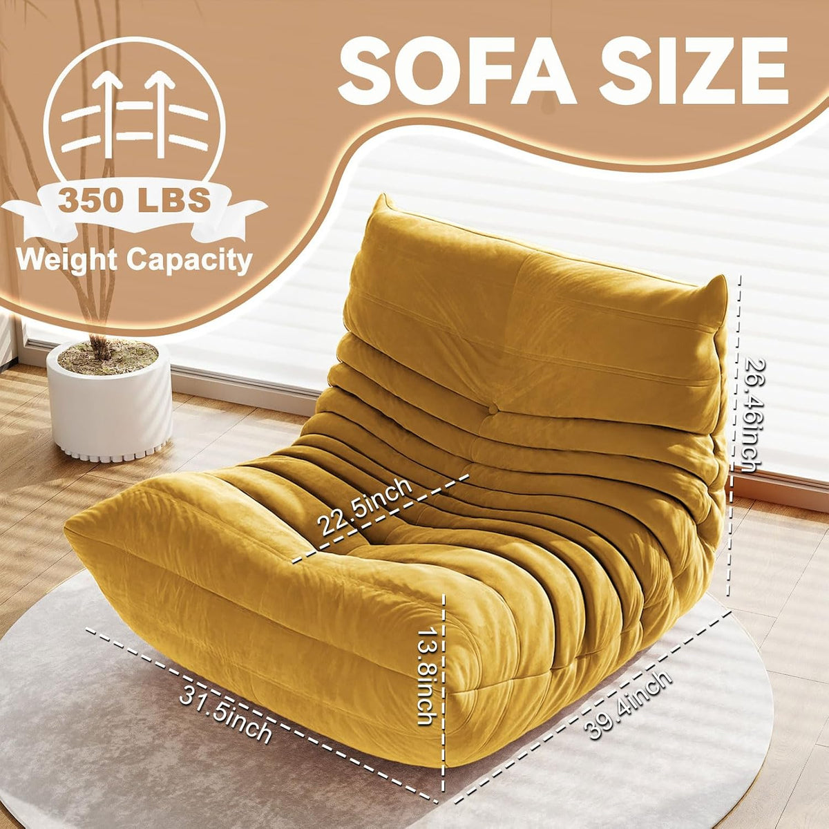 Bean Bag Chair for Adults, Memory Foam Bean Bag Sofa with Waterproof Fabric - Image 2