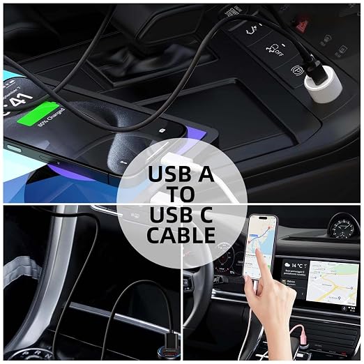 4 Pack Carplay USB A to USB C Cable for iPhone 16E 15 16, 16 Pro Max, 16 Plus Car Charger, iPad Pro 12.9/11, iPad 10 Generation, iPad Air 5 Generation/4 Gen, Mini 6 Generation Car Fast Charging Cord - Image 4