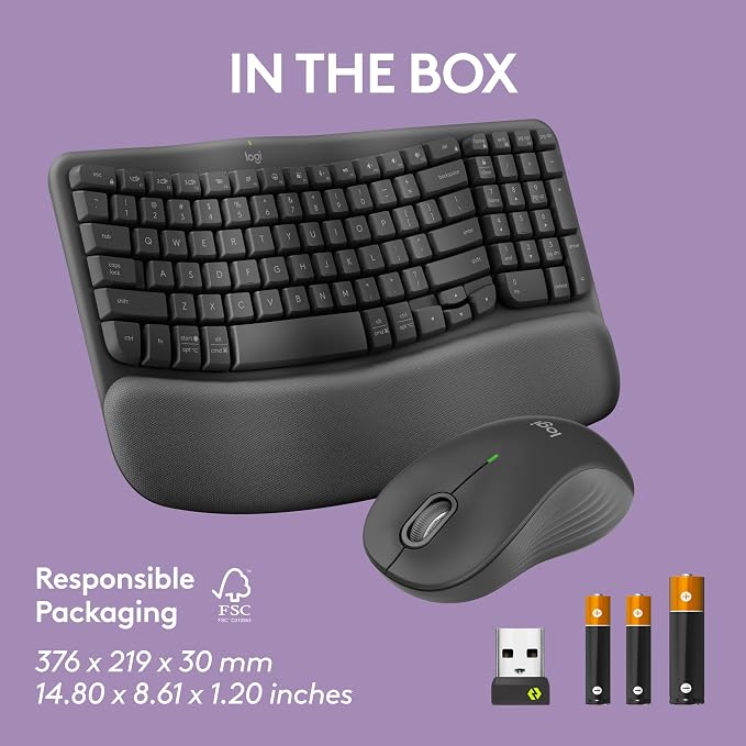 Logitech Wave Keys MK670 Combo Wireless Keyboard and Mouse - Graphite | Signature M550 L, comfortable natural typing, Bluetooth, Logi Bolt, multi-OS, Windows/Mac compatibility - Image 10