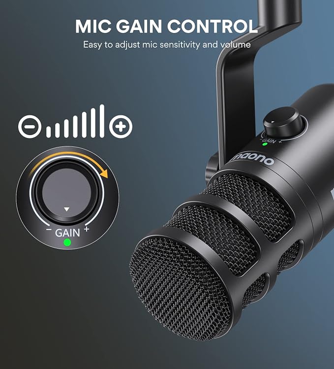 MAONO PD100U USB Dynamic Microphone, Podcast Recording Mic with Gain Knob | Plug & Play, Desktop Stand, Metal Structure, Cardioid Studio PC Computer Mic for Streaming, Vocal, Studio, Content Creation - Image 4