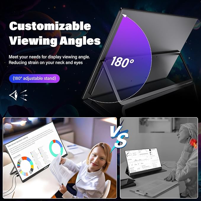 InnoView 23.8 Inch 2K 100Hz Large Portable Monitor ∆E<2 100% sRGB Fast IPS Portable Gaming Monitor QHD w/180° Adjustable Stand USB-C HDMI Laptop Monitor for PS5/4 Desktop MacBook Switch Xbox 2560X1440 - Image 7