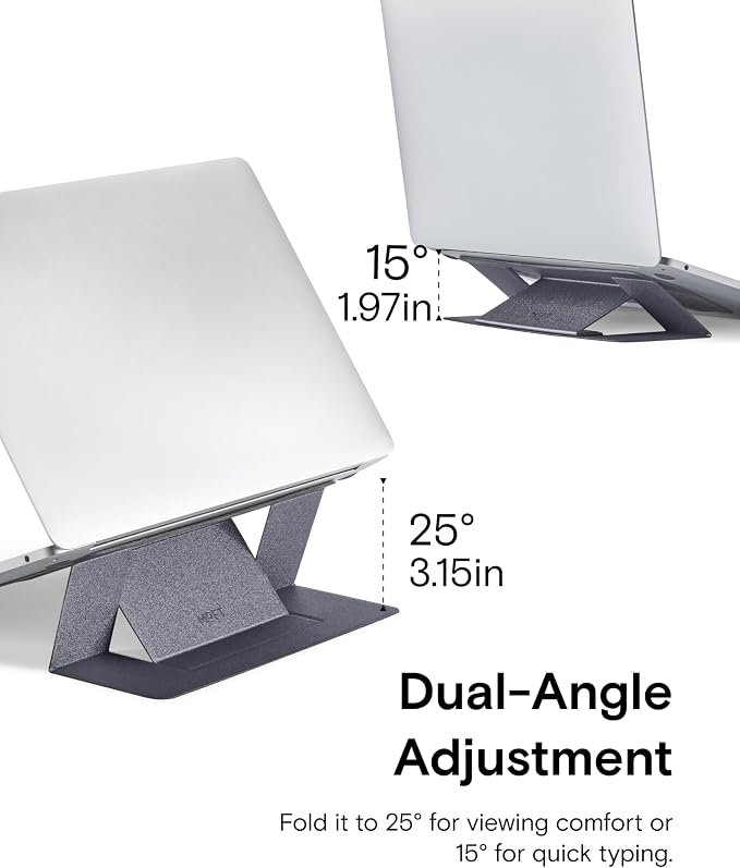 MOFT Laptop Stand for Desk, Adhesive MacBook Computer Stand with 2 Adjustable Viewing Angles, Foldable and Portable Laptop Riser Compatible with 11"-16" Laptops, Starry Grey(Adhesive Version) - Image 6