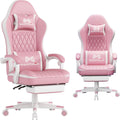 Gaming Chair, Computer Office Chair with Pocket Spring Cushion, 400 LBS Weight Capacity, Breathable PU, Headrest & Lumbar Support, for Silla Gamer Adults(Pink) by Gamtimer