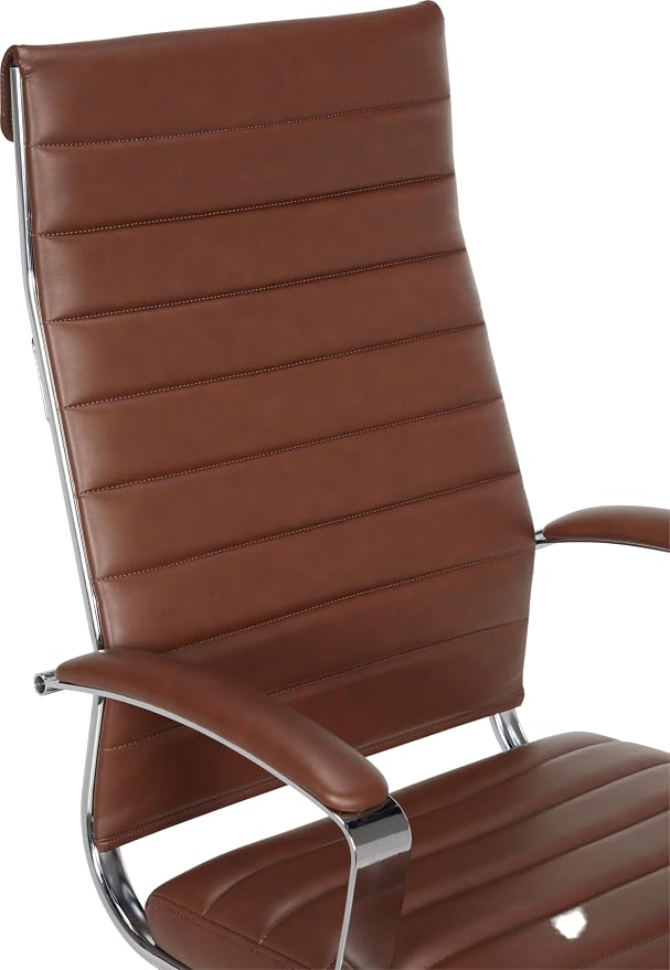 Amazon Basics High-Back Swivel Office Chair with Lumbar Support, Ergonomic Ribbed Faux Leather, Adjustable Height, 24.75"D x 23.25"W x 45.25"H, Brick Red - Image 5