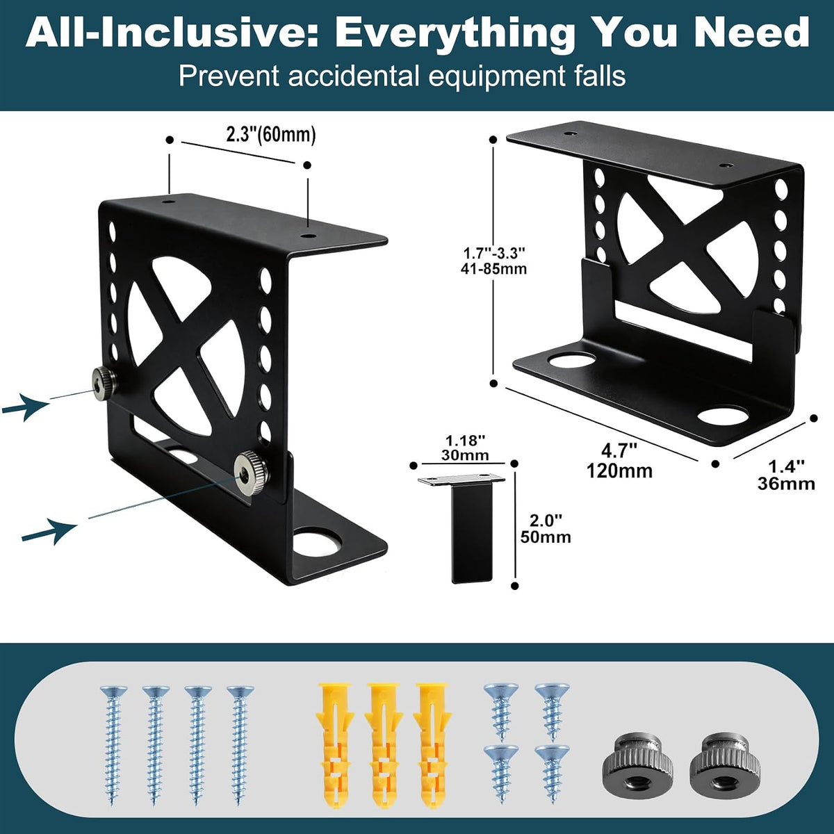 Upgraded Adjustable Under Desk Mini PC Bracket, Universal Adjustable Mount, CPU Holder for Mac mini M4 & Small PCs – 6-Level Height (1.8–3.3"), Heavy-Duty Metal, Space-Saving Under Desk Mount - Image 6