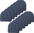 Sweet Home Collection Chair Cushion Memory Foam Pads Tufted Slip Non Skid Rubber Back U-Shaped 17" x 16" Seat Cover, 12 Count (Pack of 1), Denim Blue by SweetHomeCollection