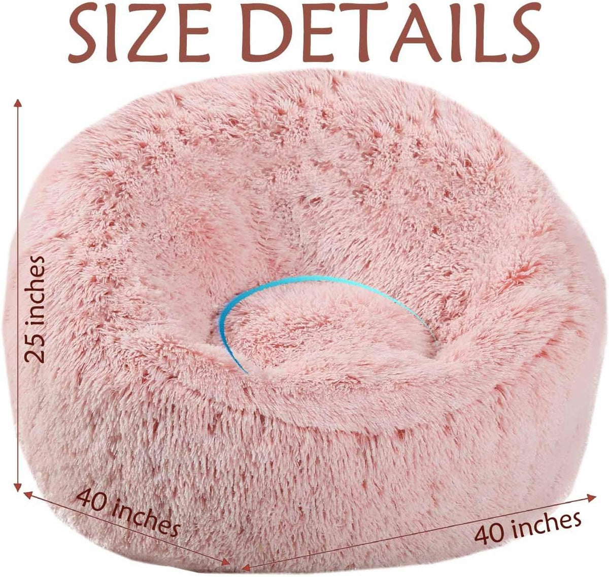 Plush Faux Fur Bean Bag Chairs, Memory Foam Filled Sofa Chair Shape Bean Bag for Adults/Teens/Kids, Ultra-Soft Lazy Sofa for Living Room Bedroom College Dorm, Pink - Image 2